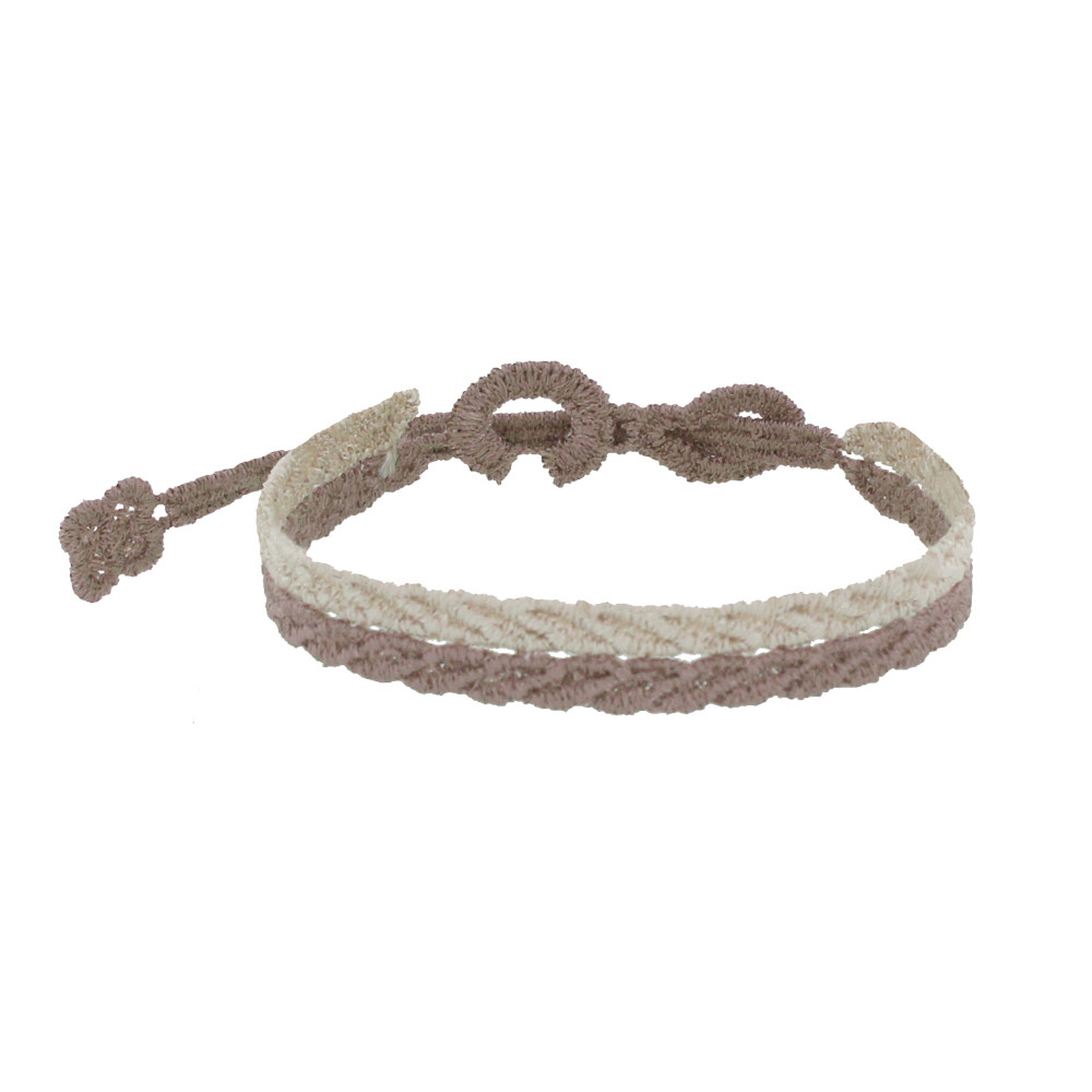 LES POULETTES BIJOUX Cruciani Bracelet Homme Dentelle Prospérité Bicolore Marron et