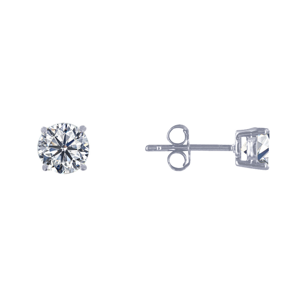 LES POULETTES BIJOUX Boucles d'Oreilles Argent 925 Solitaire Strass Cristal 6mm