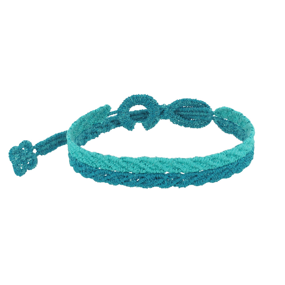 LES POULETTES BIJOUX Cruciani Bracelet Homme Dentelle Prospérité Bicolore Turquoise