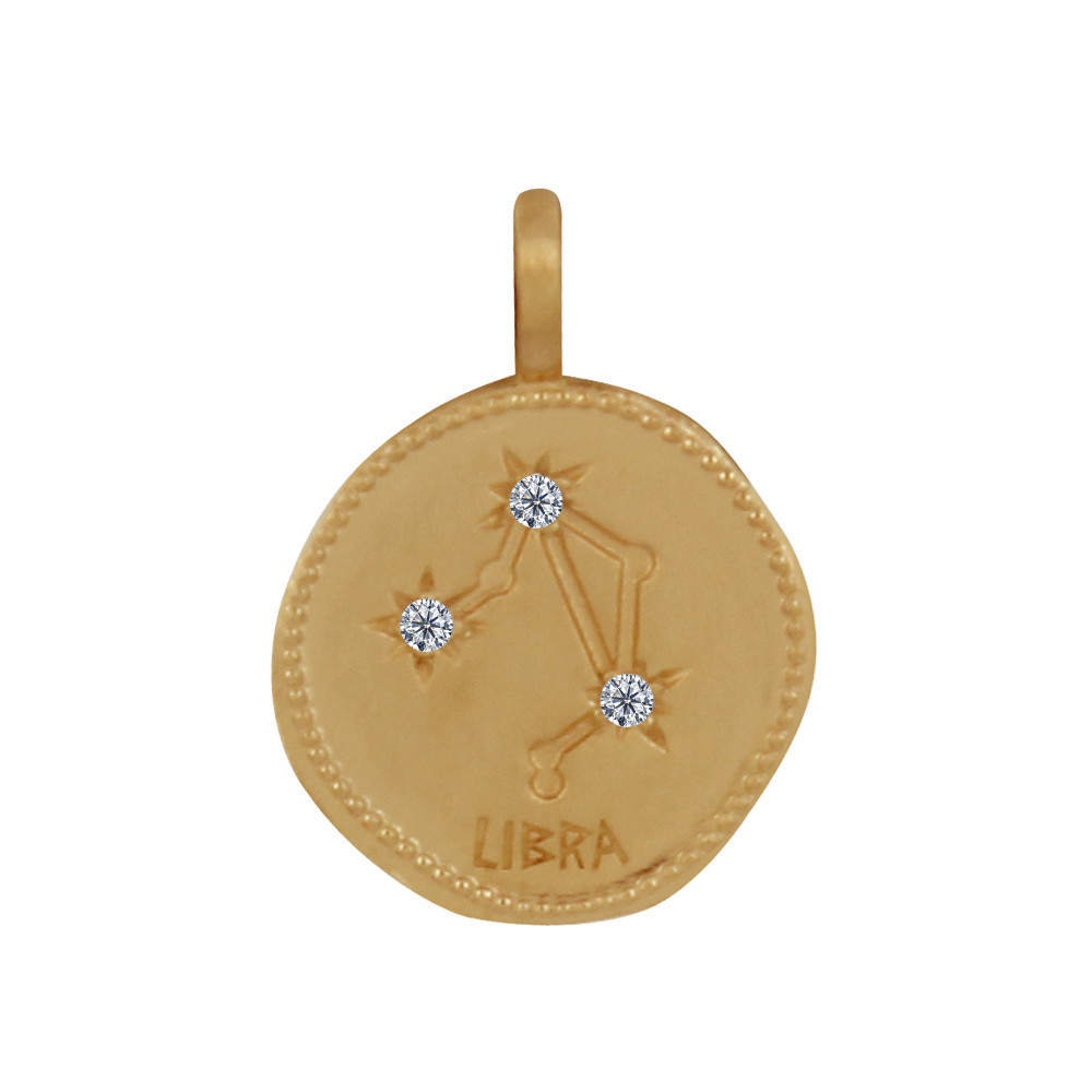 LES POULETTES BIJOUX Pendentif Plaqué Or Constellation Balance et Strass