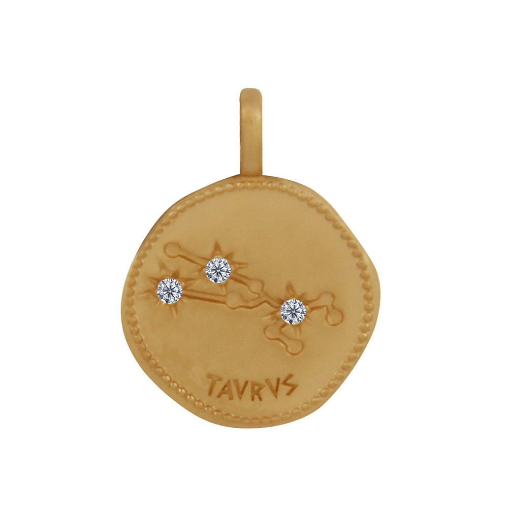 LES POULETTES BIJOUX - Pendentif Plaqué Or Constellation Taureau et Strass