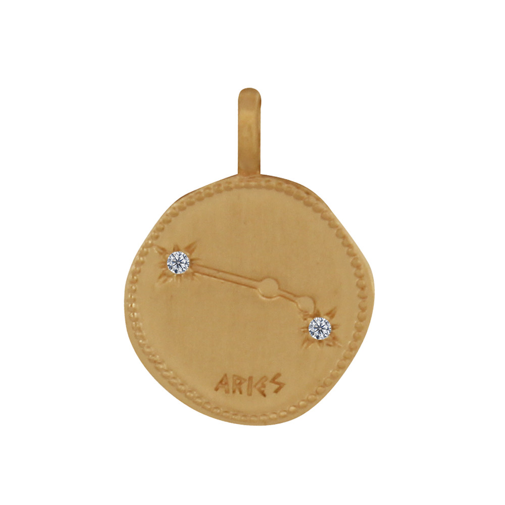 LES POULETTES BIJOUX Pendentif Plaqué Or Constellation Bélier et Strass