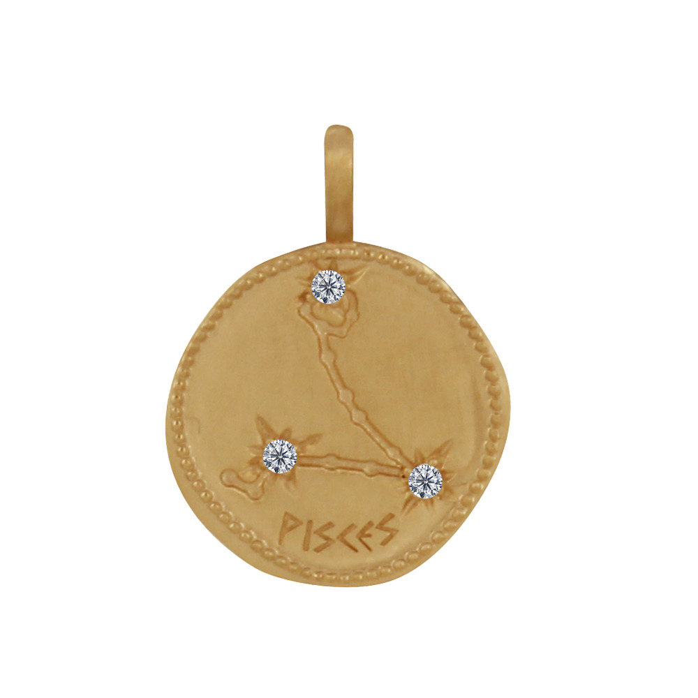 LES POULETTES BIJOUX Pendentif Plaqué Or Constellation Poisson et Strass