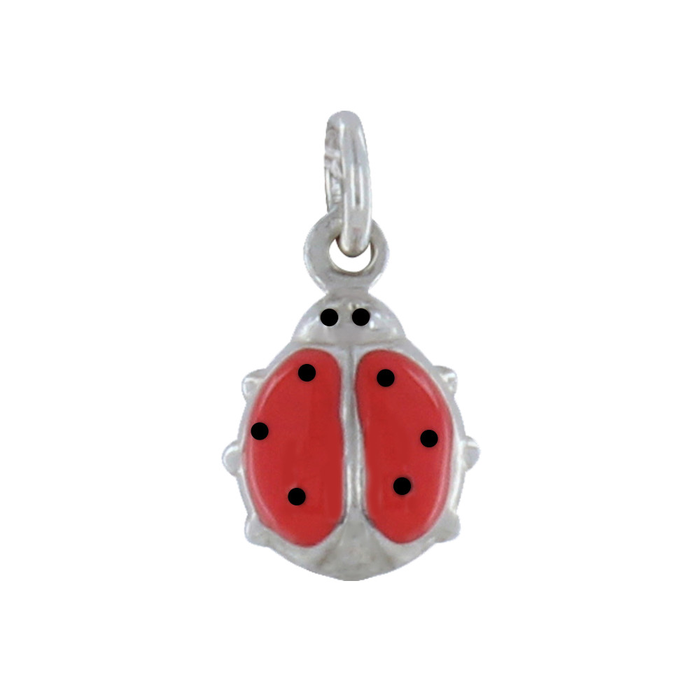 LES POULETTES BIJOUX Pendentif Argent Coccinelle Bombée Rouge et Noire