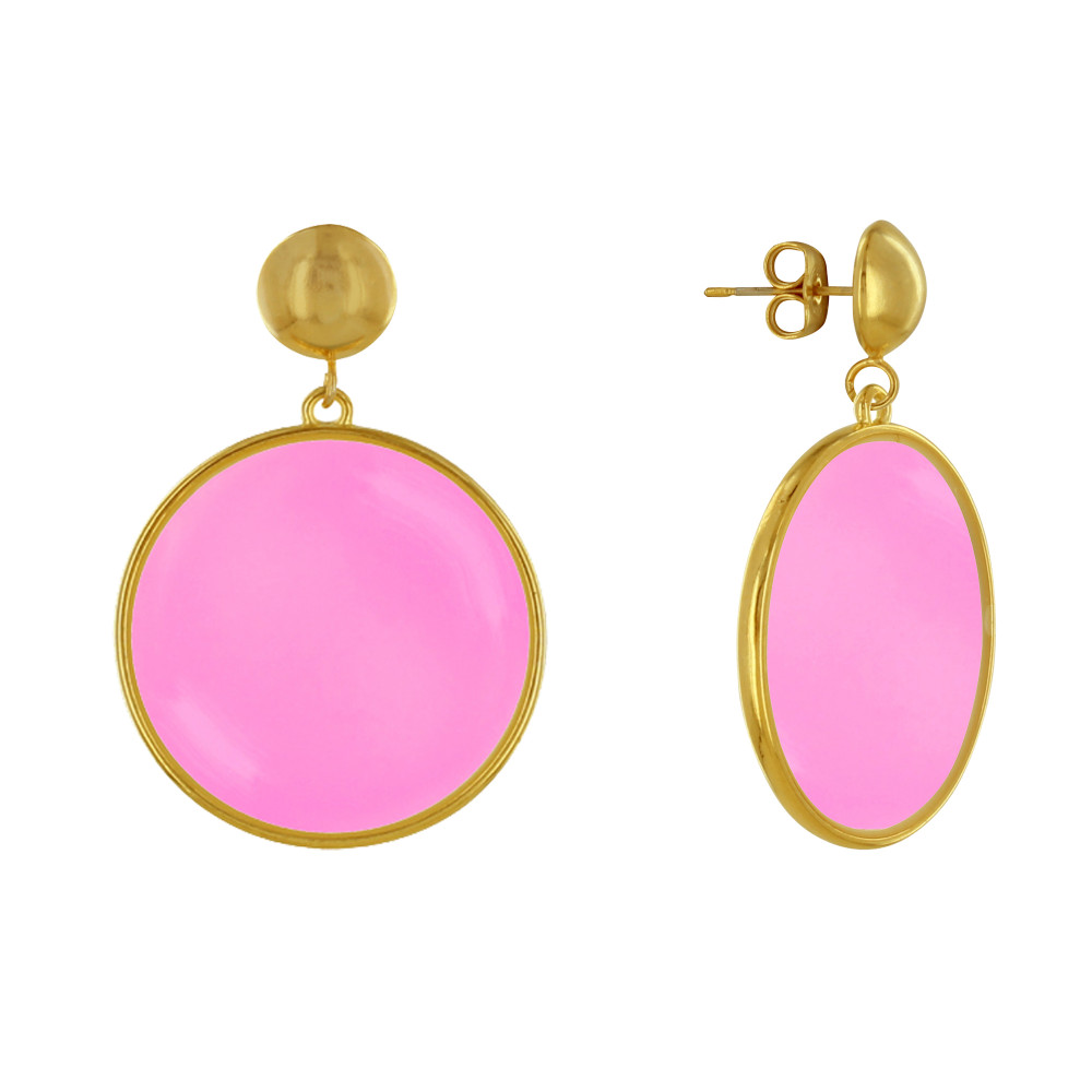 LES POULETTES BIJOUX Boucles d'Oreilles Clous Métal Doré Cercle Coloré Translucide -