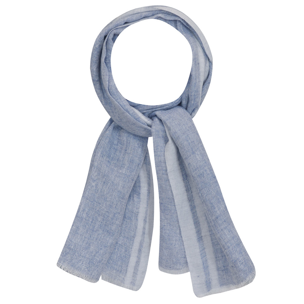 LES POULETTES BIJOUX Echarpe 100% Lin Deux Rayures Blanches - Bleu Navy