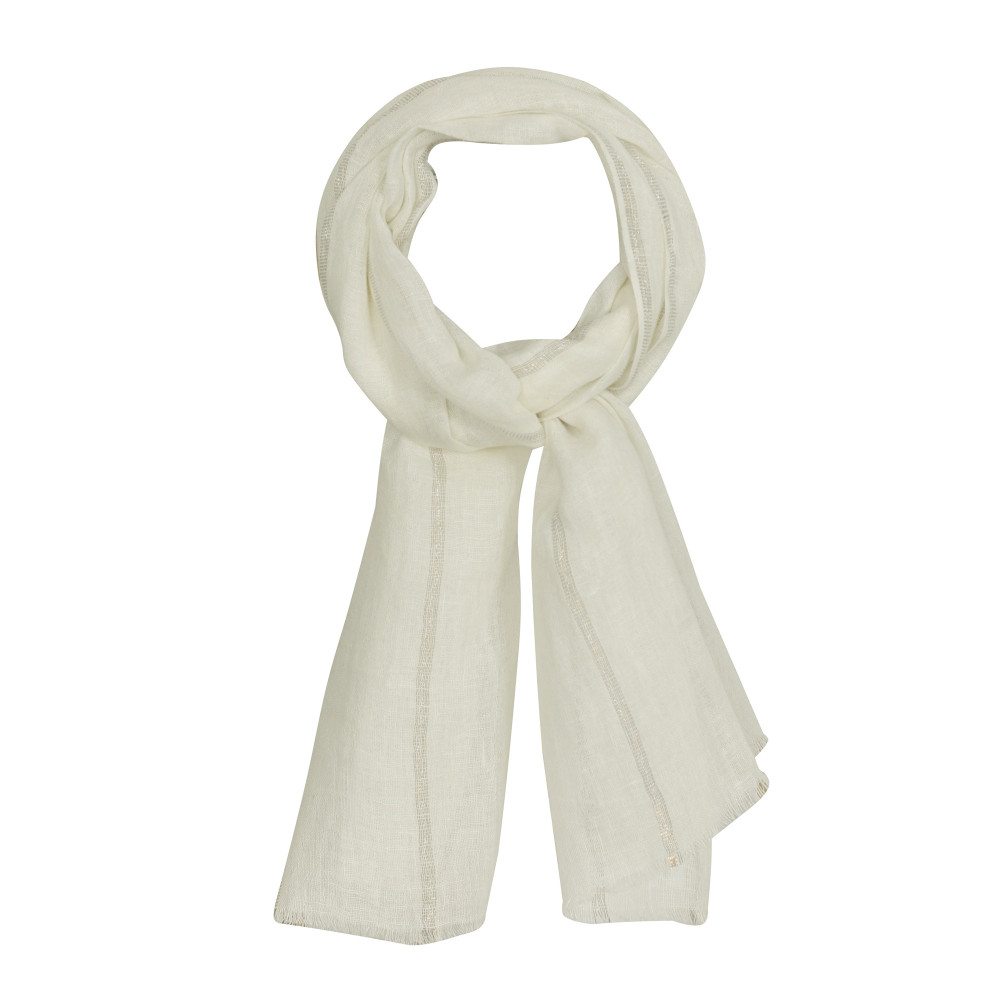 LES POULETTES BIJOUX Echarpe 100% Lin Rayures Lurex - Beige clair