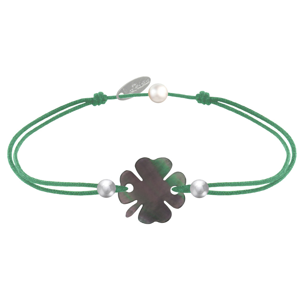 LES POULETTES BIJOUX Bracelet Trèfle Nacre Grise et Perles d'Argent 925 - Classics -