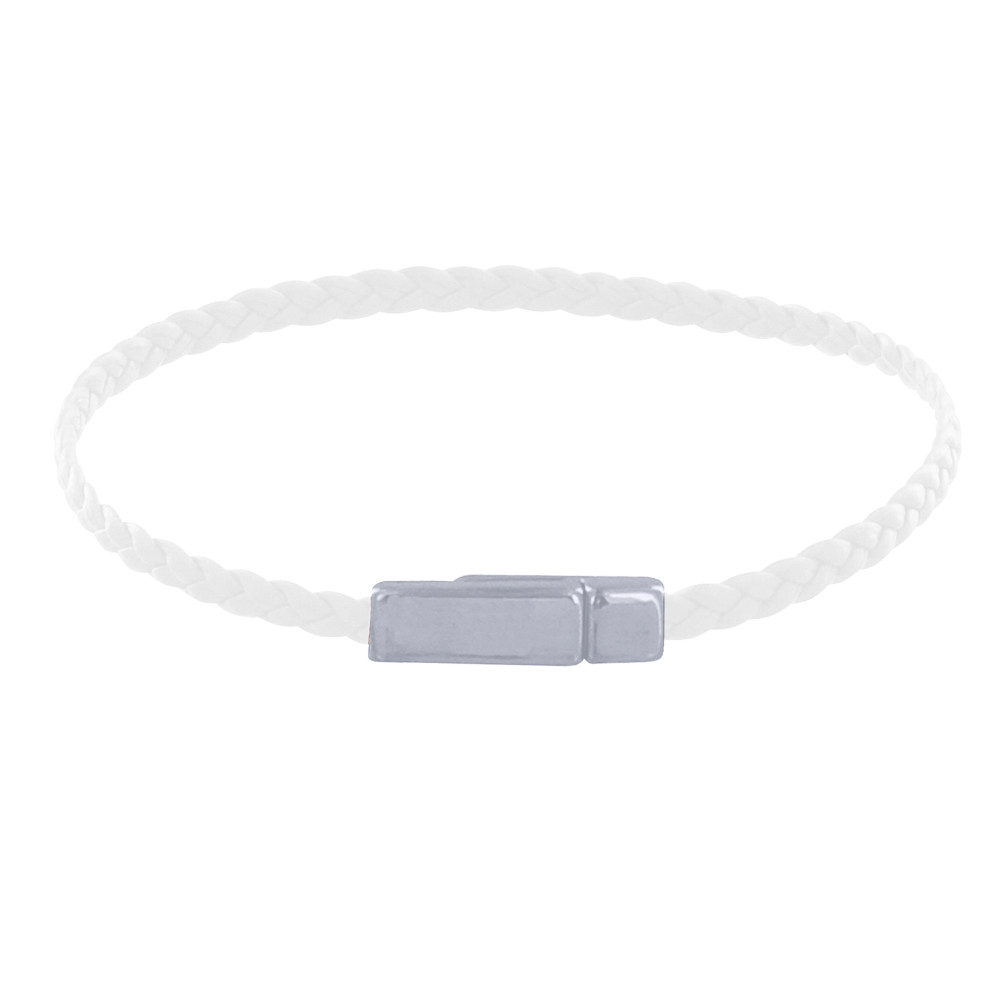 LES POULETTES BIJOUX Bracelet Femme Tresse Plate en Cuir Mat Fermoir Aimanté Métal A