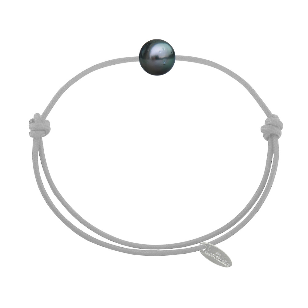 LES POULETTES BIJOUX Bracelet Lien Perle de Tahiti - Gris clair