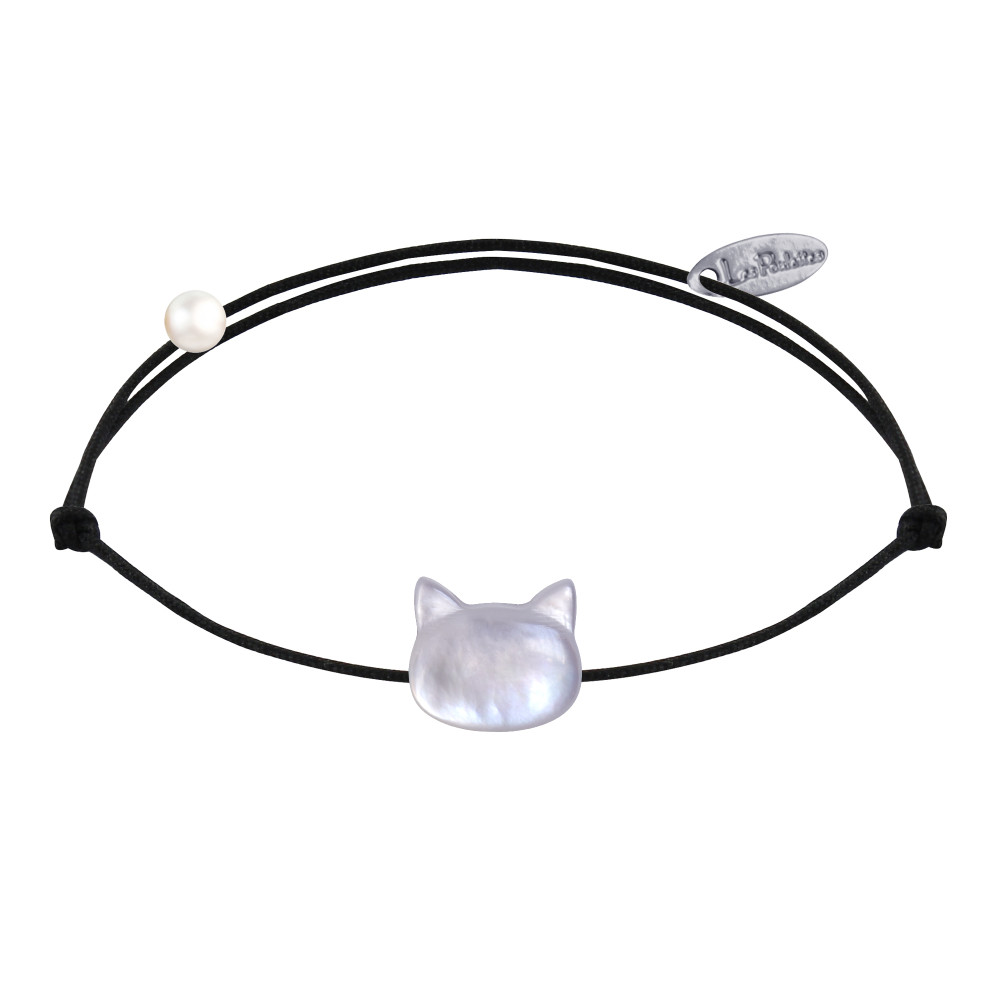 LES POULETTES BIJOUX Bracelet Lien Tête de Chat en Nacre