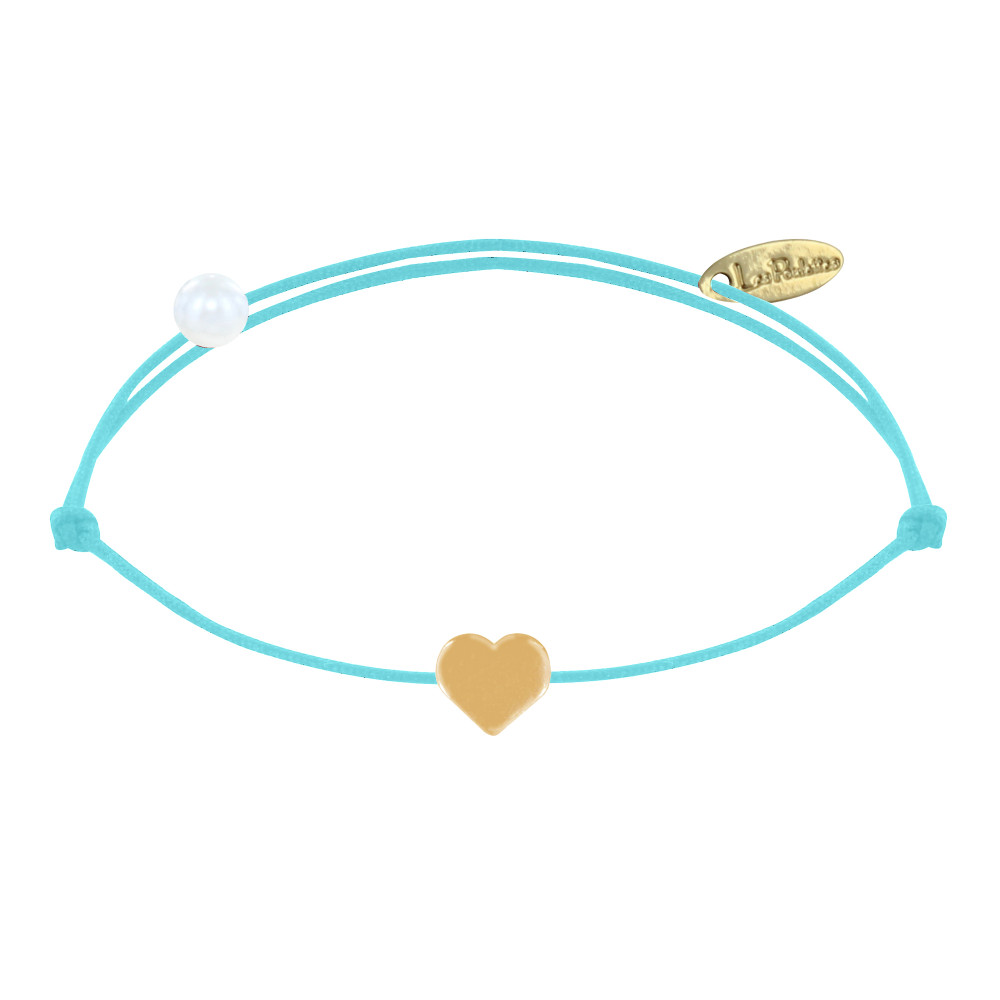 LES POULETTES BIJOUX Bracelet Lien Plaqué Or Mini Coeur - Turquoise