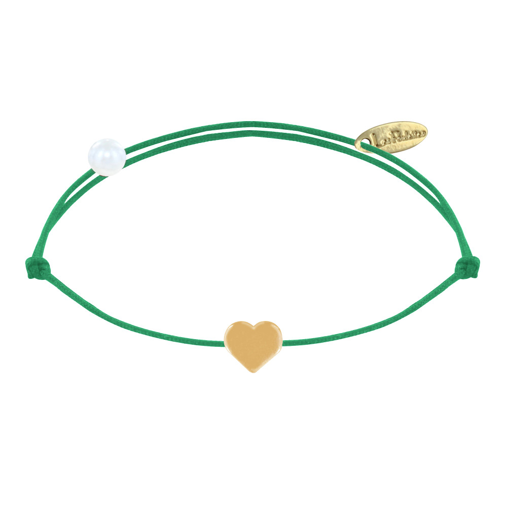 LES POULETTES BIJOUX Bracelet Lien Plaqué Or Mini Coeur - Vert