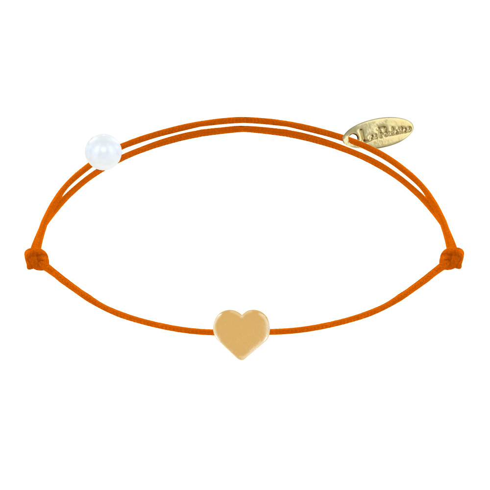 LES POULETTES BIJOUX Bracelet Lien Plaqué Or Mini Coeur - Orange