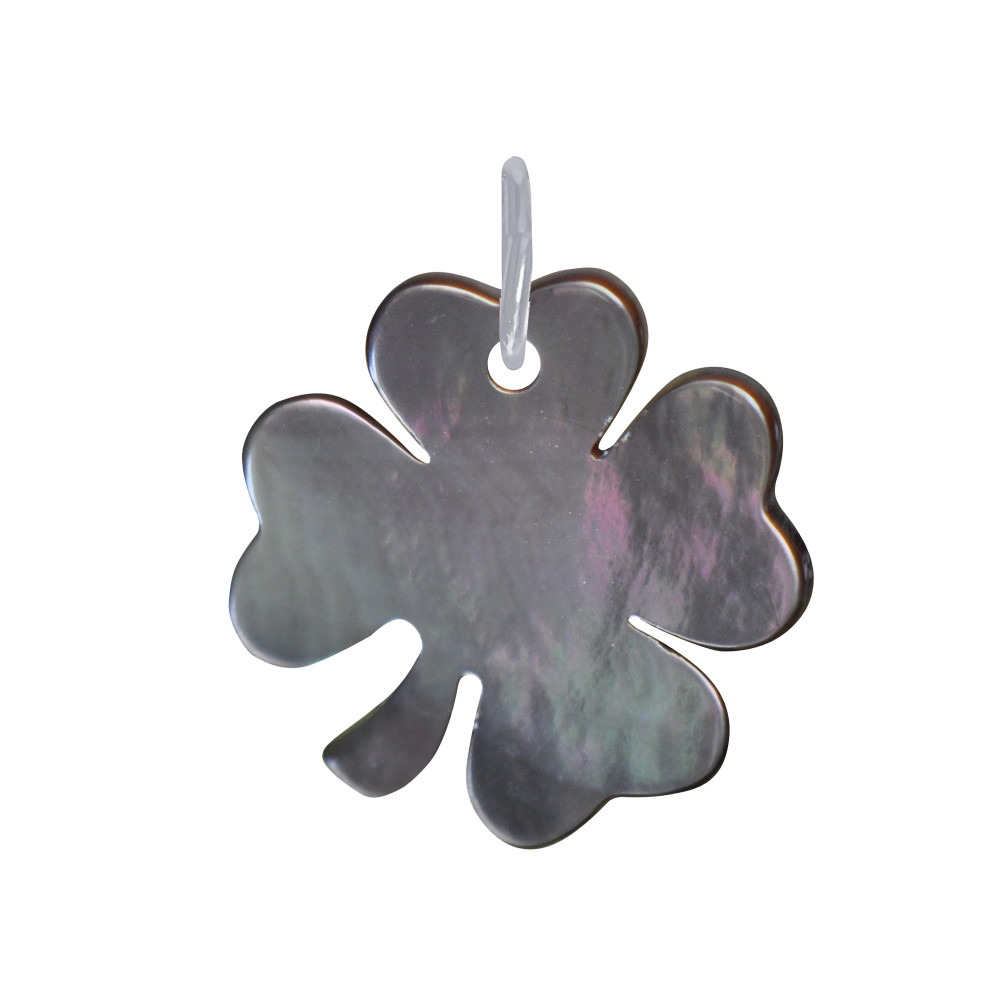 LES POULETTES BIJOUX Pendentif Trèfle de Nacre Grise - Gris argent