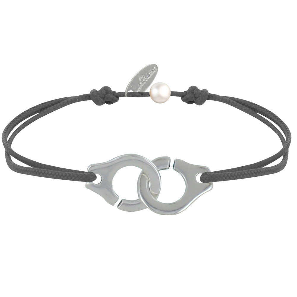 LES POULETTES BIJOUX Bracelet Lien Plaqué Argent Grandes Liaisons - Gris