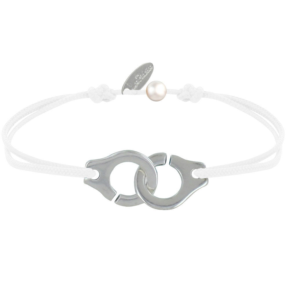 LES POULETTES BIJOUX Bracelet Lien Plaqué Argent Grandes Liaisons - Blanc