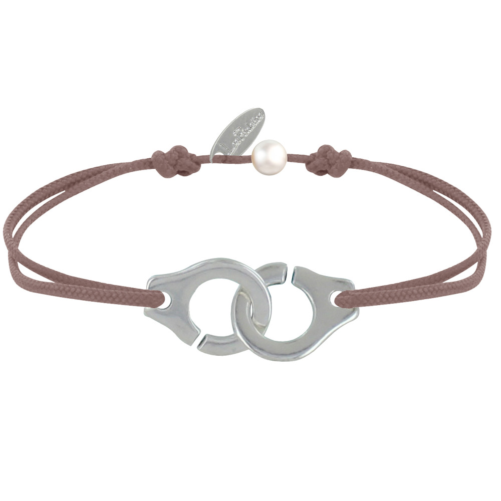 LES POULETTES BIJOUX Bracelet Lien Plaqué Argent Grandes Liaisons - Marron clair