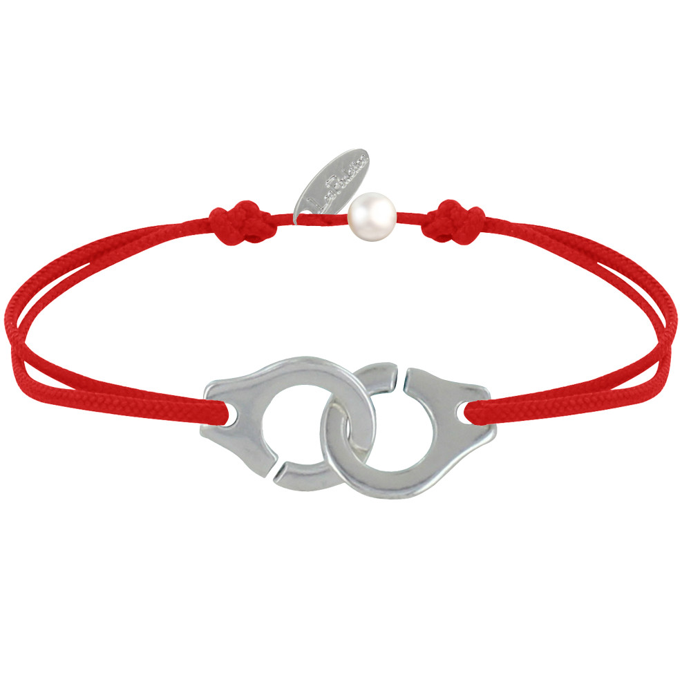 LES POULETTES BIJOUX Bracelet Lien Plaqué Argent Grandes Liaisons - Rouge
