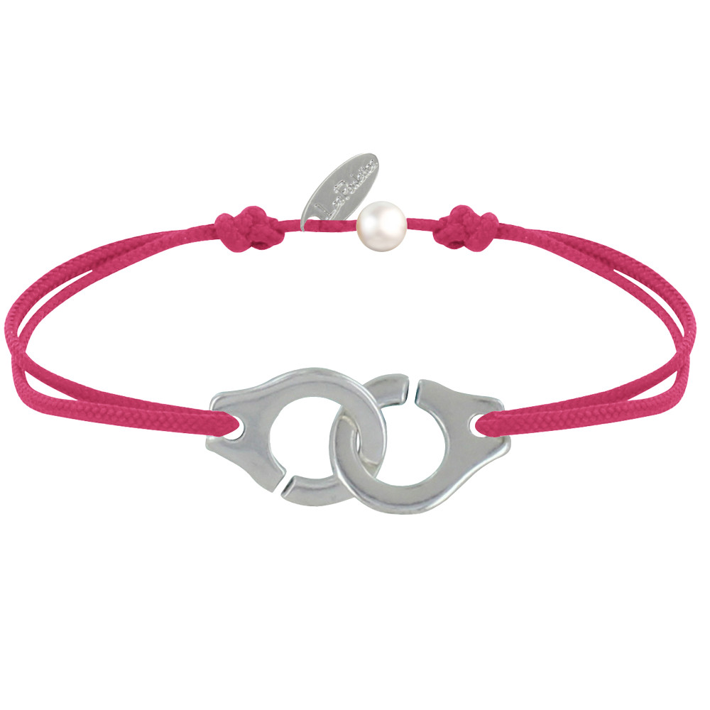 LES POULETTES BIJOUX Bracelet Lien Plaqué Argent Grandes Liaisons - Fuchsia