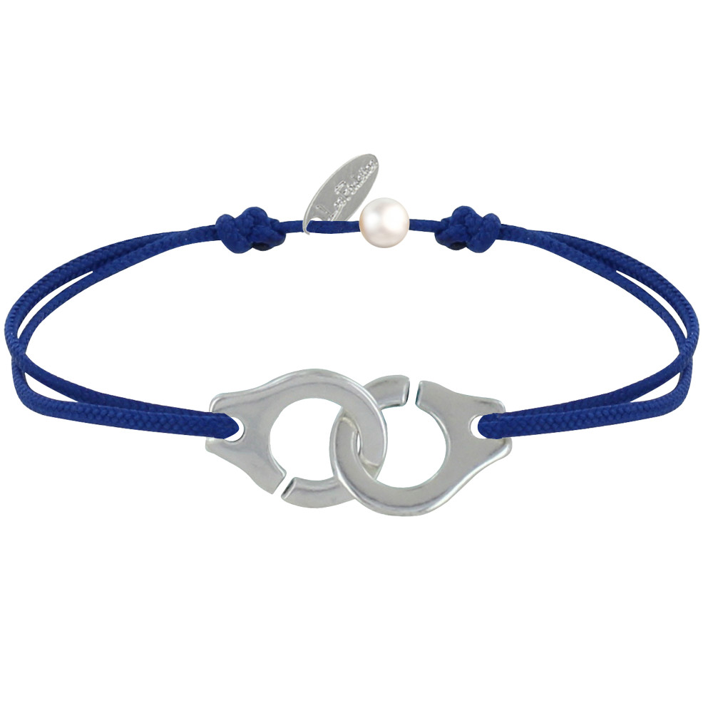 LES POULETTES BIJOUX Bracelet Lien Plaqué Argent Grandes Liaisons - Bleu Navy