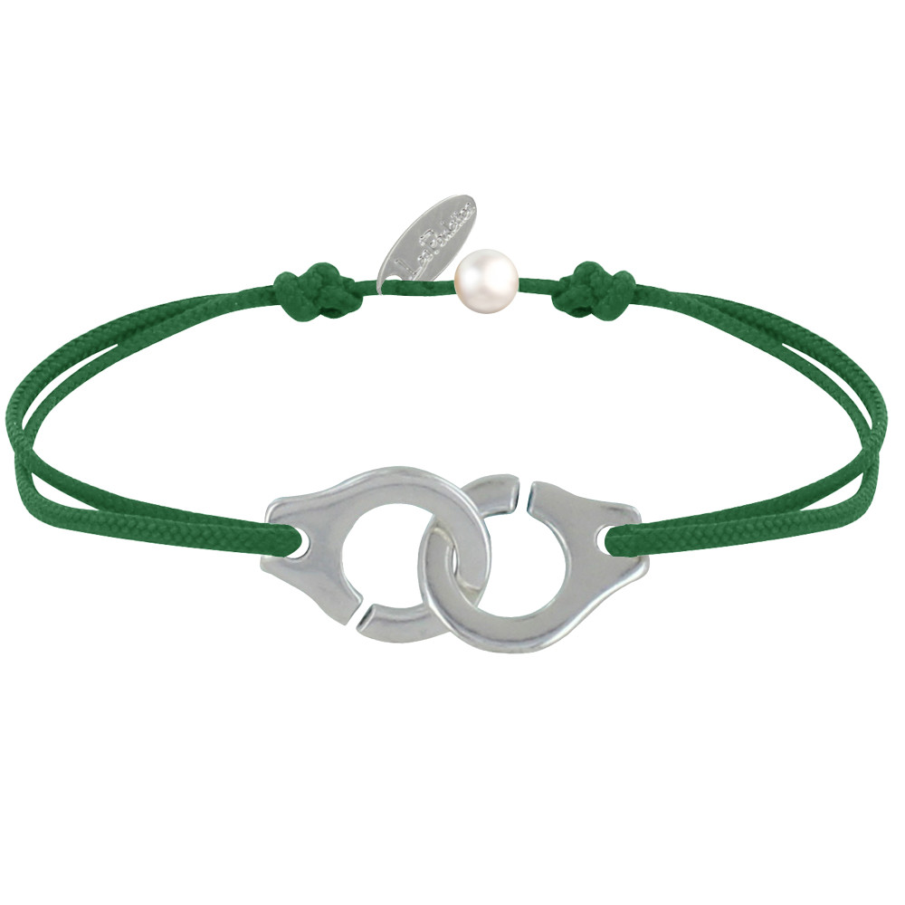 LES POULETTES BIJOUX Bracelet Lien Plaqué Argent Grandes Liaisons - Vert Foncé