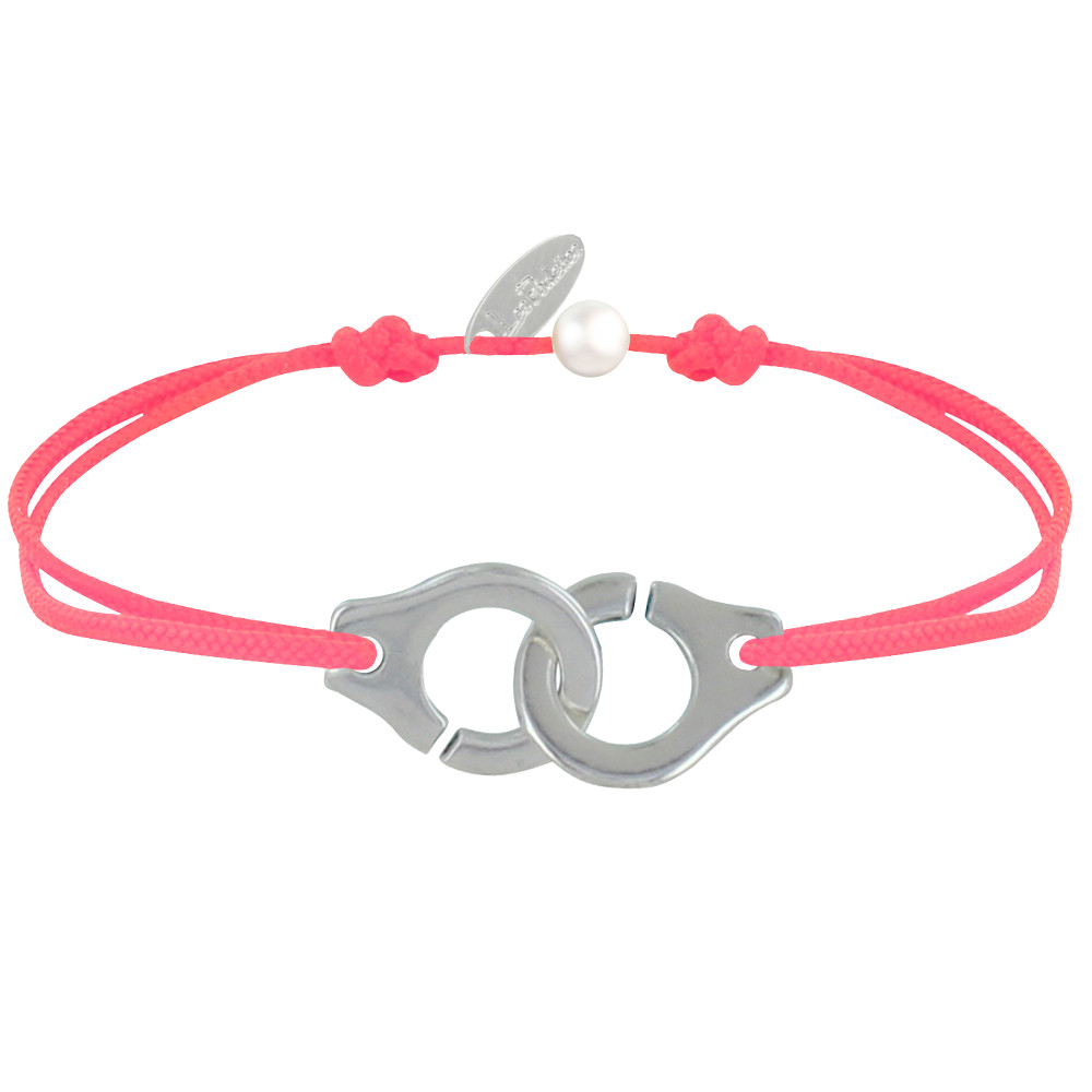 LES POULETTES BIJOUX Bracelet Lien Plaqué Argent Grandes Liaisons - Rouge Fluo