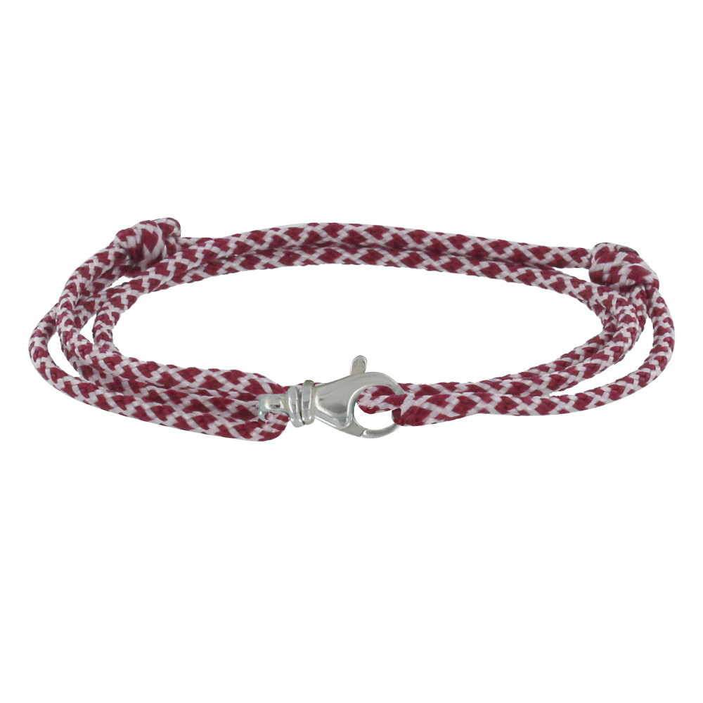 LES POULETTES BIJOUX Bracelet Mixte Argent 925 Mousqueton Pivotant et Lien en Paraco