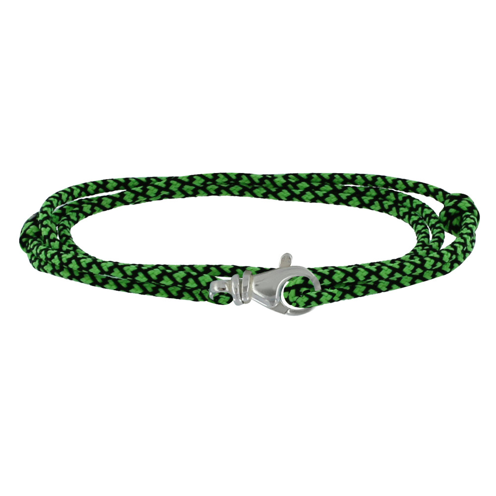 LES POULETTES BIJOUX Bracelet Mixte Argent 925 Mousqueton Pivotant et Lien en Paraco