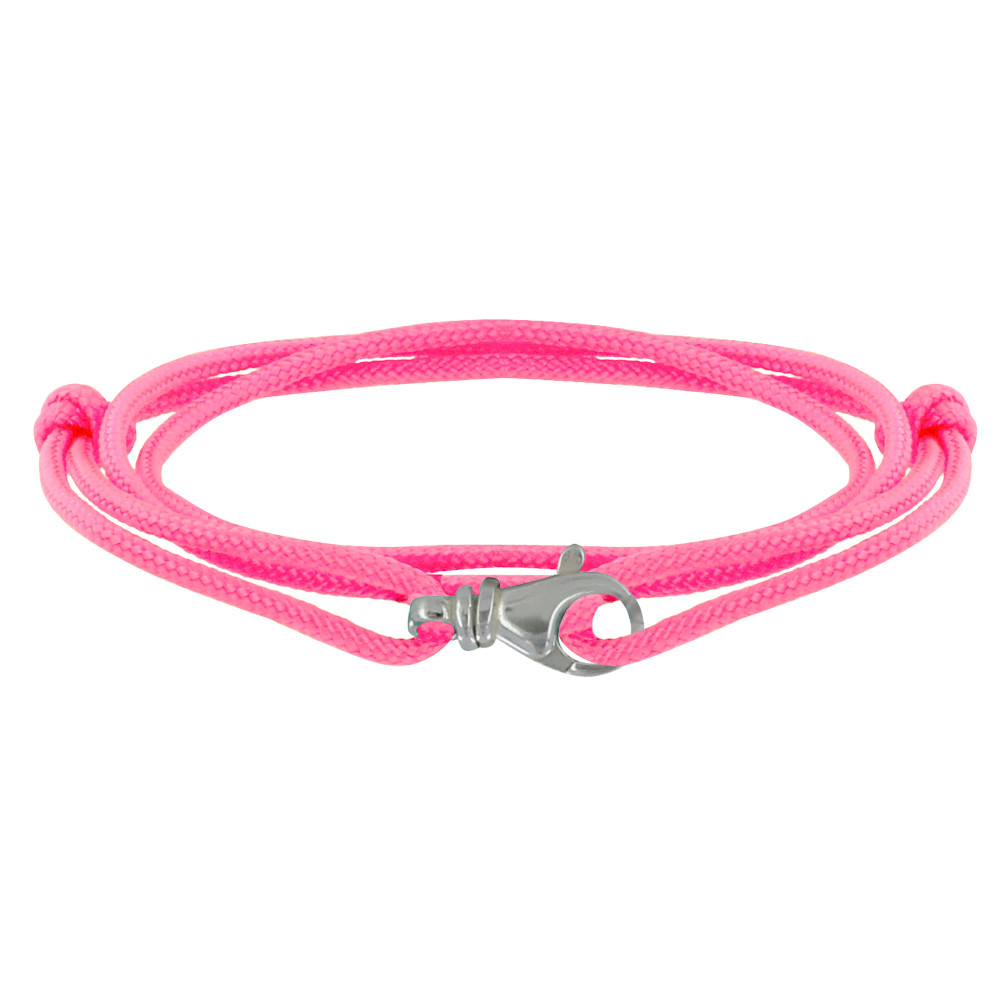 LES POULETTES BIJOUX Bracelet Mixte Argent 925 Mousqueton Pivotant et Lien en Paraco