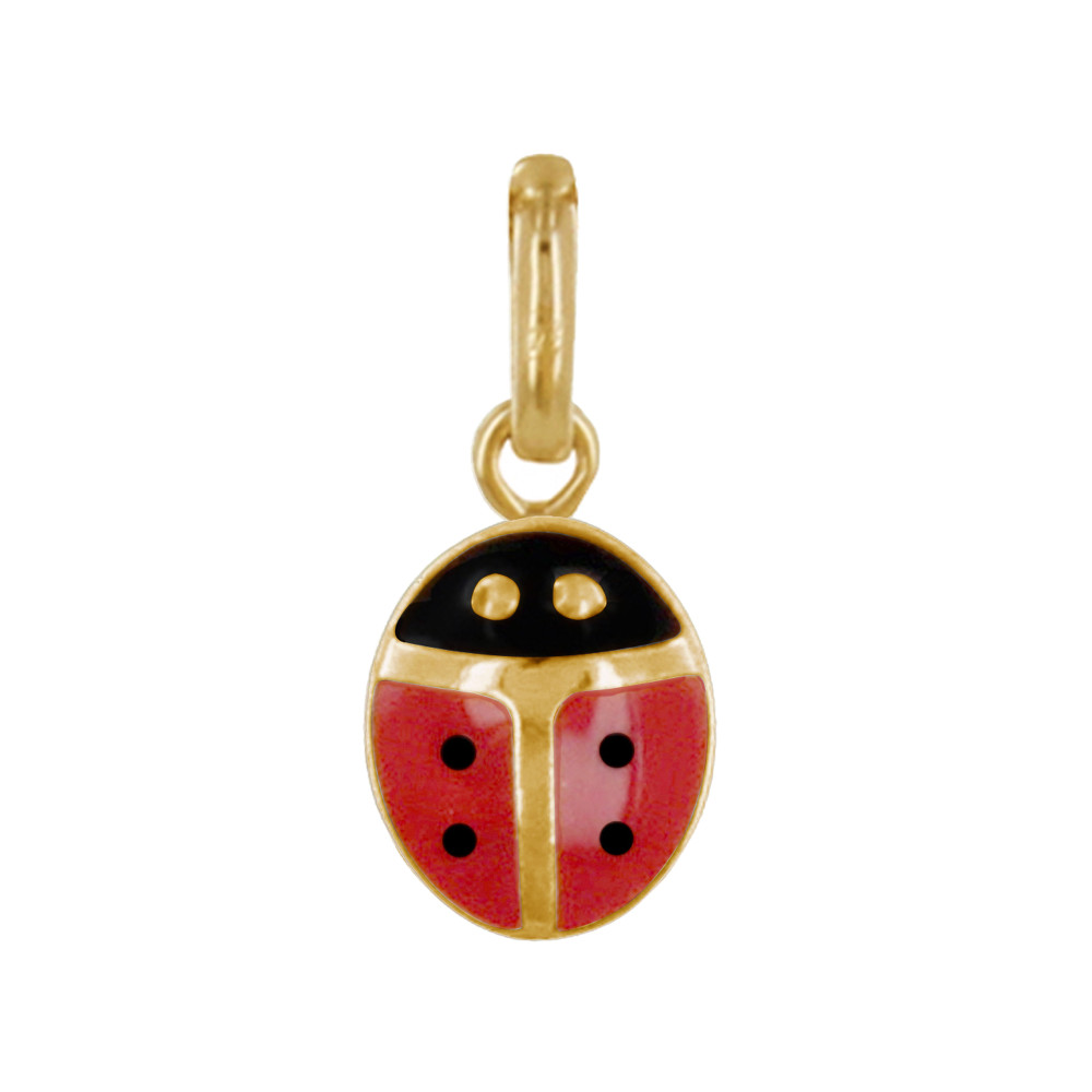 LES POULETTES BIJOUX Pendentif Plaqué Or Coccinelle Rouge et Noire
