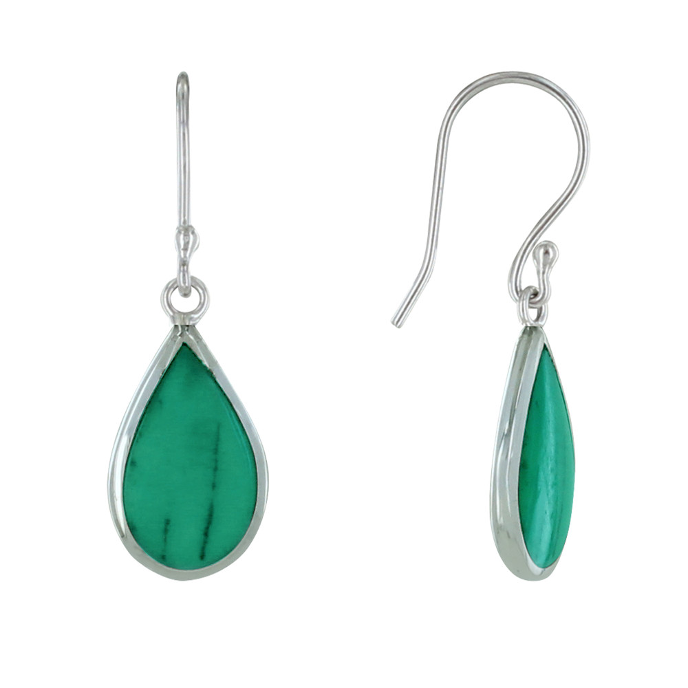 LES POULETTES BIJOUX Boucles d'Oreilles Argent 925 Petite Goutte Couleur Turquoise