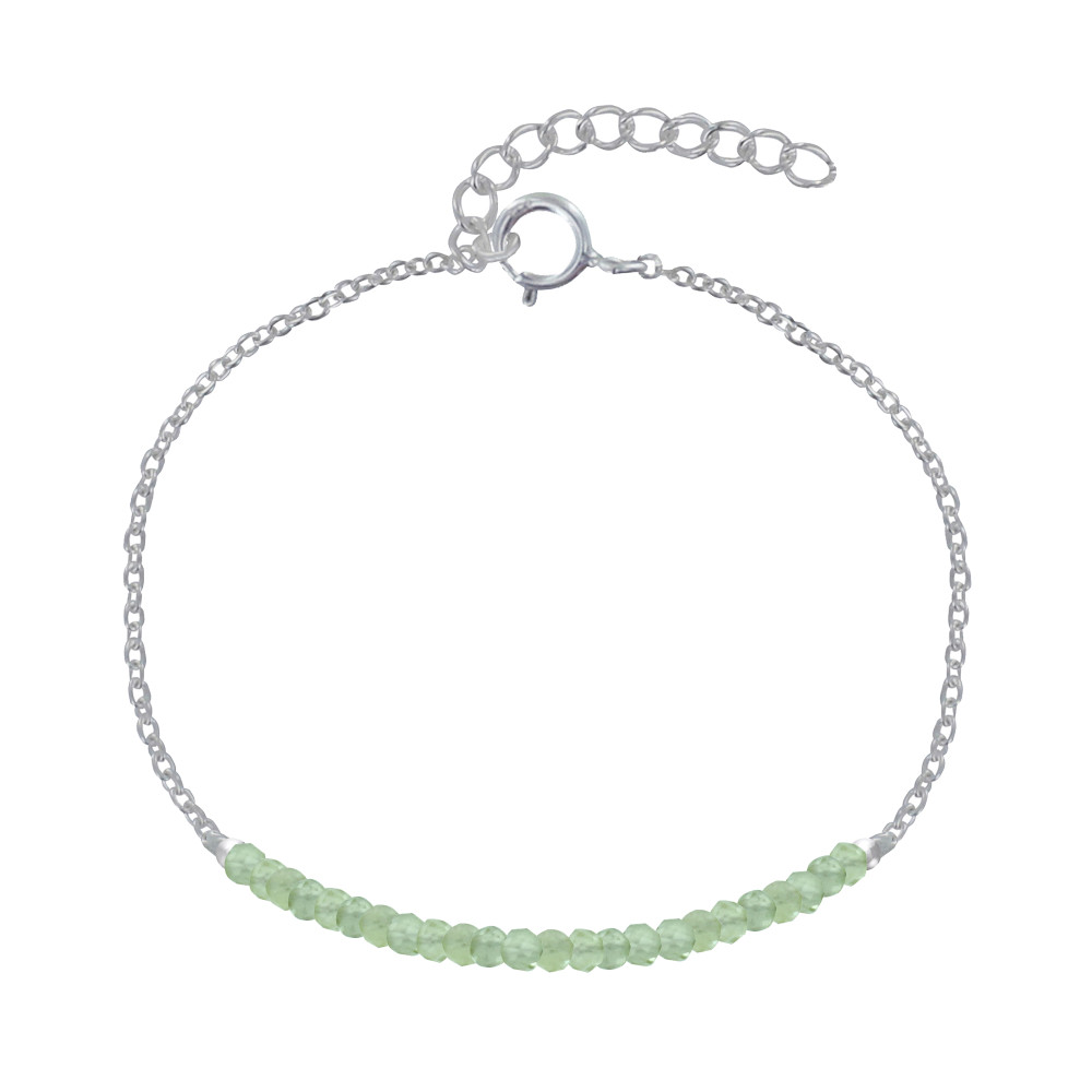 LES POULETTES BIJOUX Bracelet Argent Chaine et Perles Facettées de Péridot