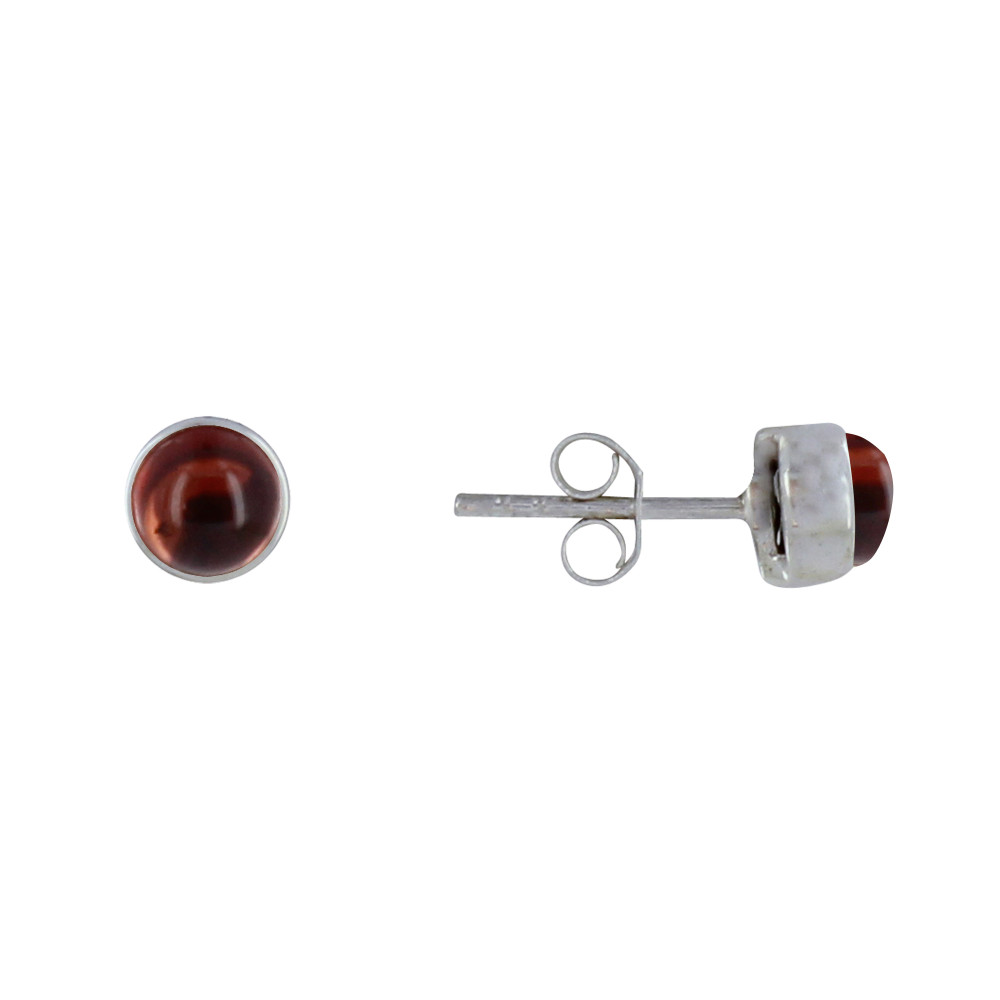 LES POULETTES BIJOUX Boucles d'Oreilles Clous Argent 925 Demi Perle de Grenat