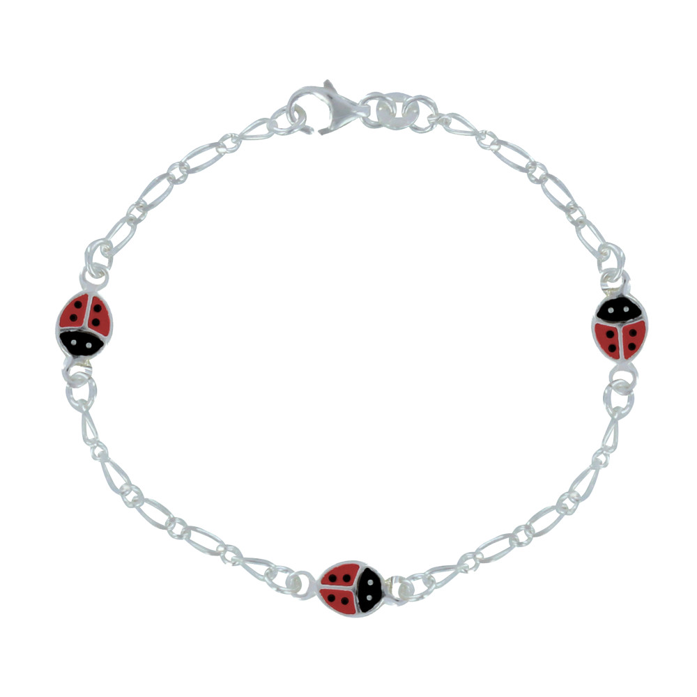 LES POULETTES BIJOUX Bracelet Argent 925 Trois Coccinelles