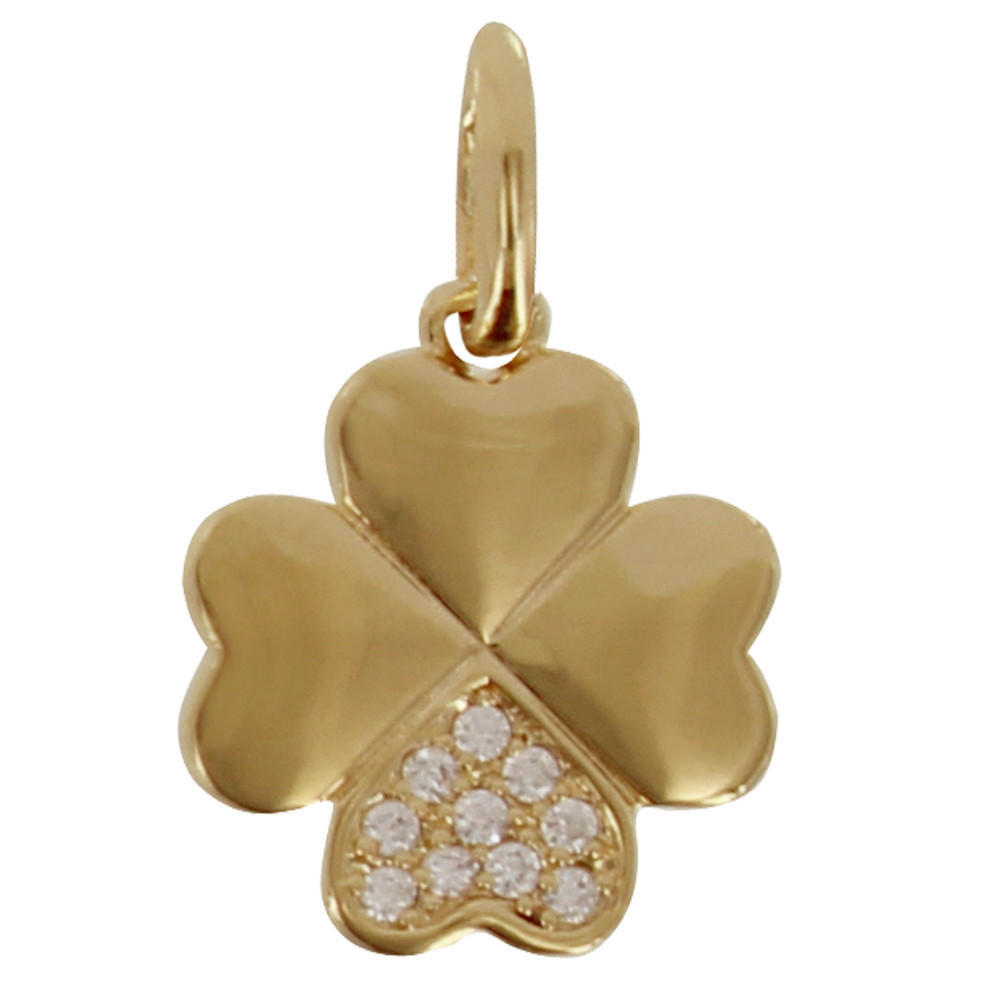 LES POULETTES BIJOUX Pendentif Trèfle Plaqué Or et Une Pétale de Strass