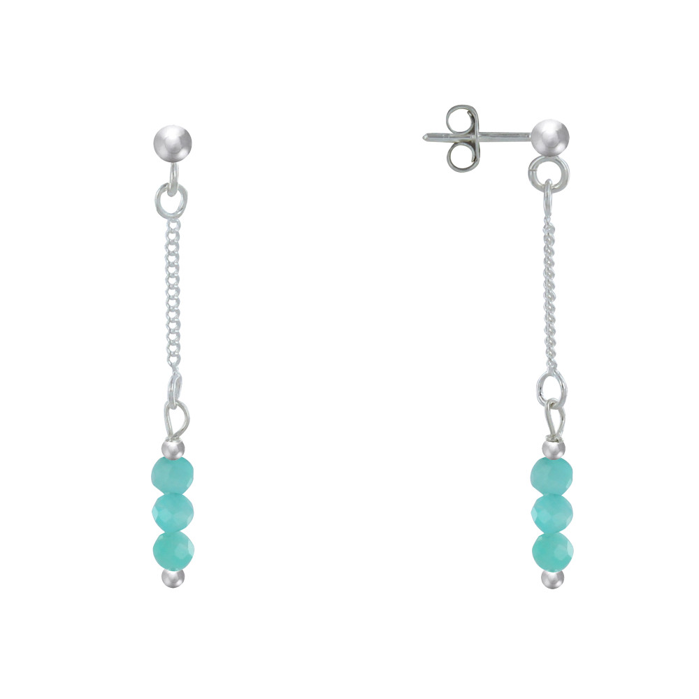 LES POULETTES BIJOUX Boucles d'Oreilles Argent Chainette 3 Perles Facettées d'Amazon