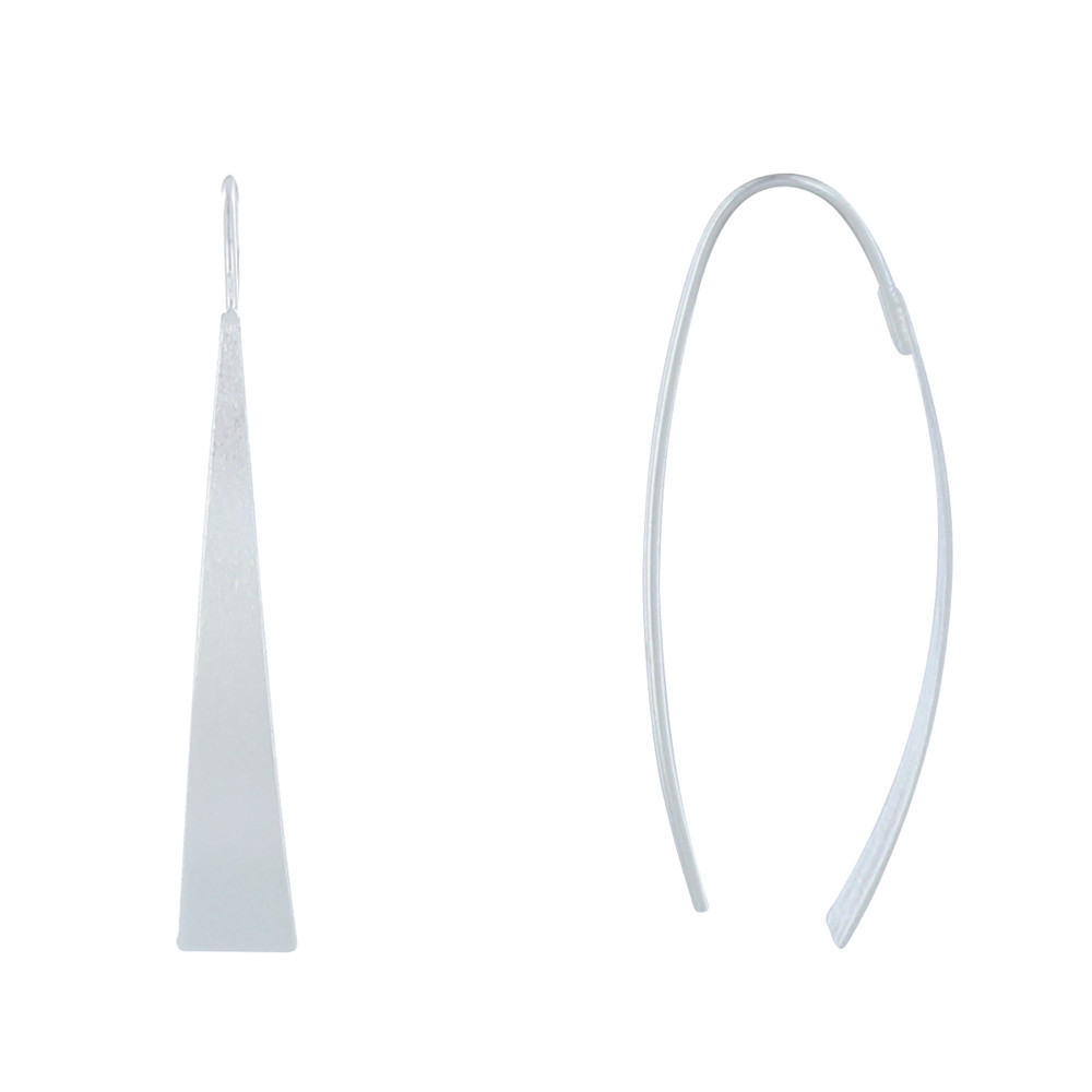 LES POULETTES BIJOUX Boucles d'Oreilles Argent 925 Brossé Long Triangle