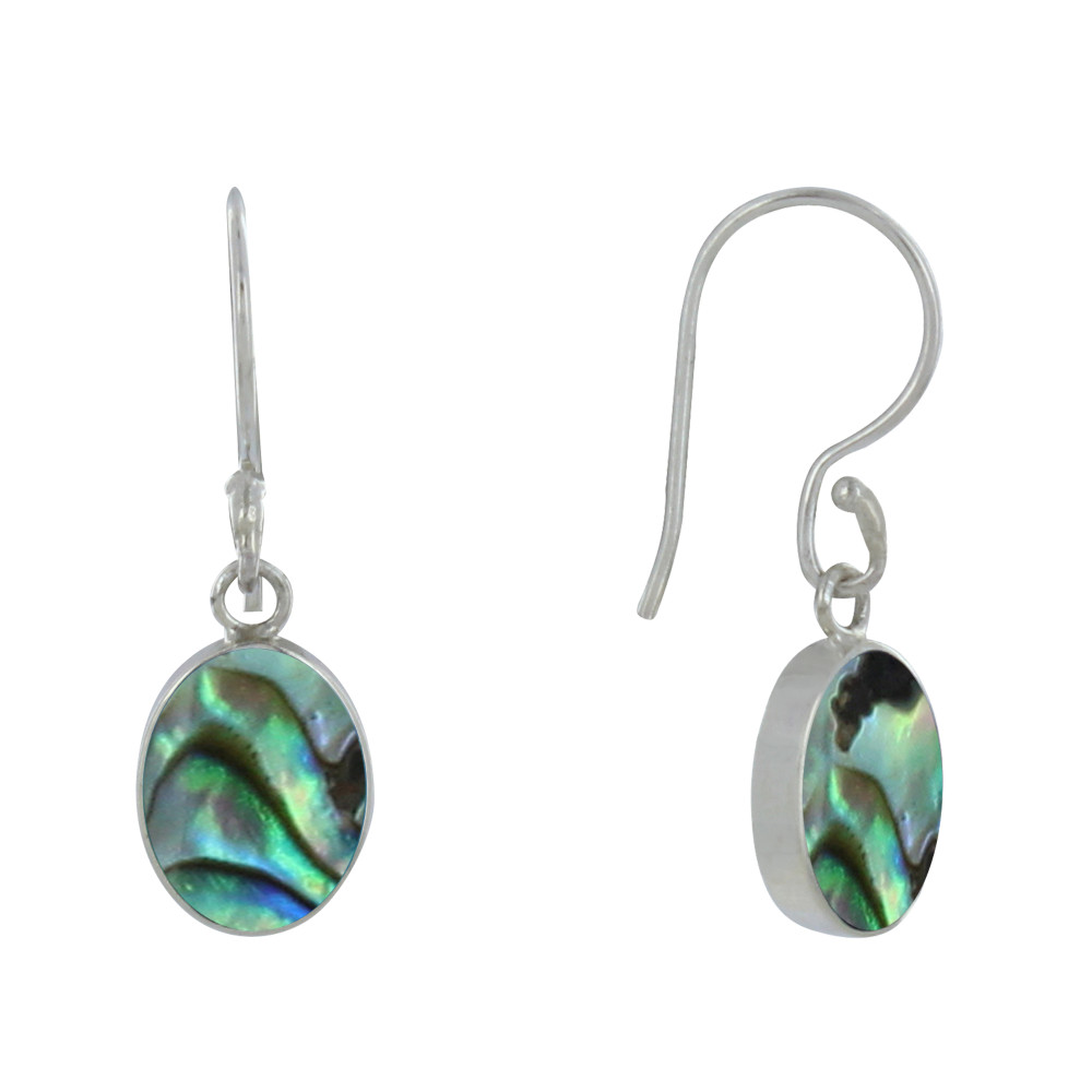 LES POULETTES BIJOUX Boucles d'Oreilles Argent Réversible Médaillon Ovale Nacre Ivoi