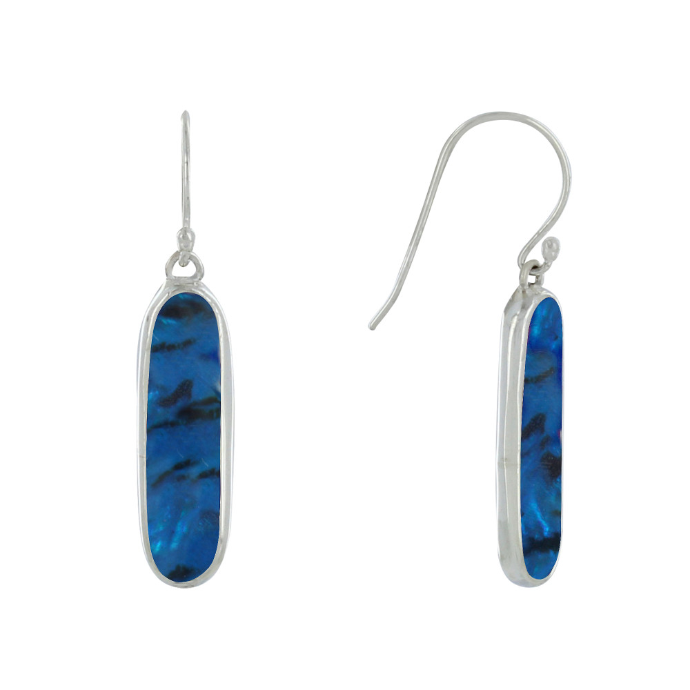 LES POULETTES BIJOUX Boucles d'Oreilles Argent 925 Rectangle Ovale de Nacre Abalone