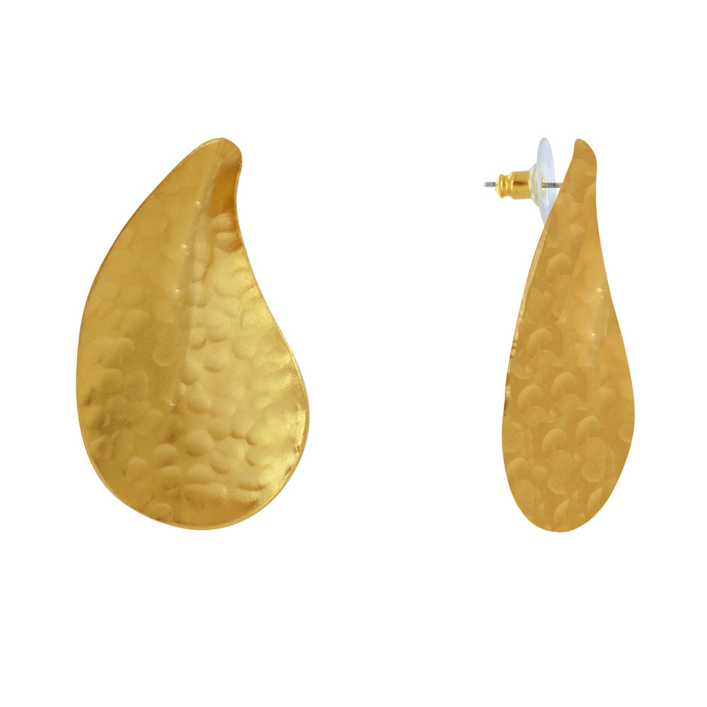 LES POULETTES BIJOUX Boucles d'Oreilles Laiton Doré Feuilles Rondes