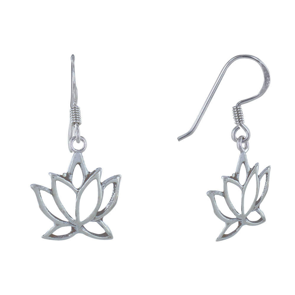 LES POULETTES BIJOUX Boucles d'Oreilles Argent Fleur de Lotus Ajouré