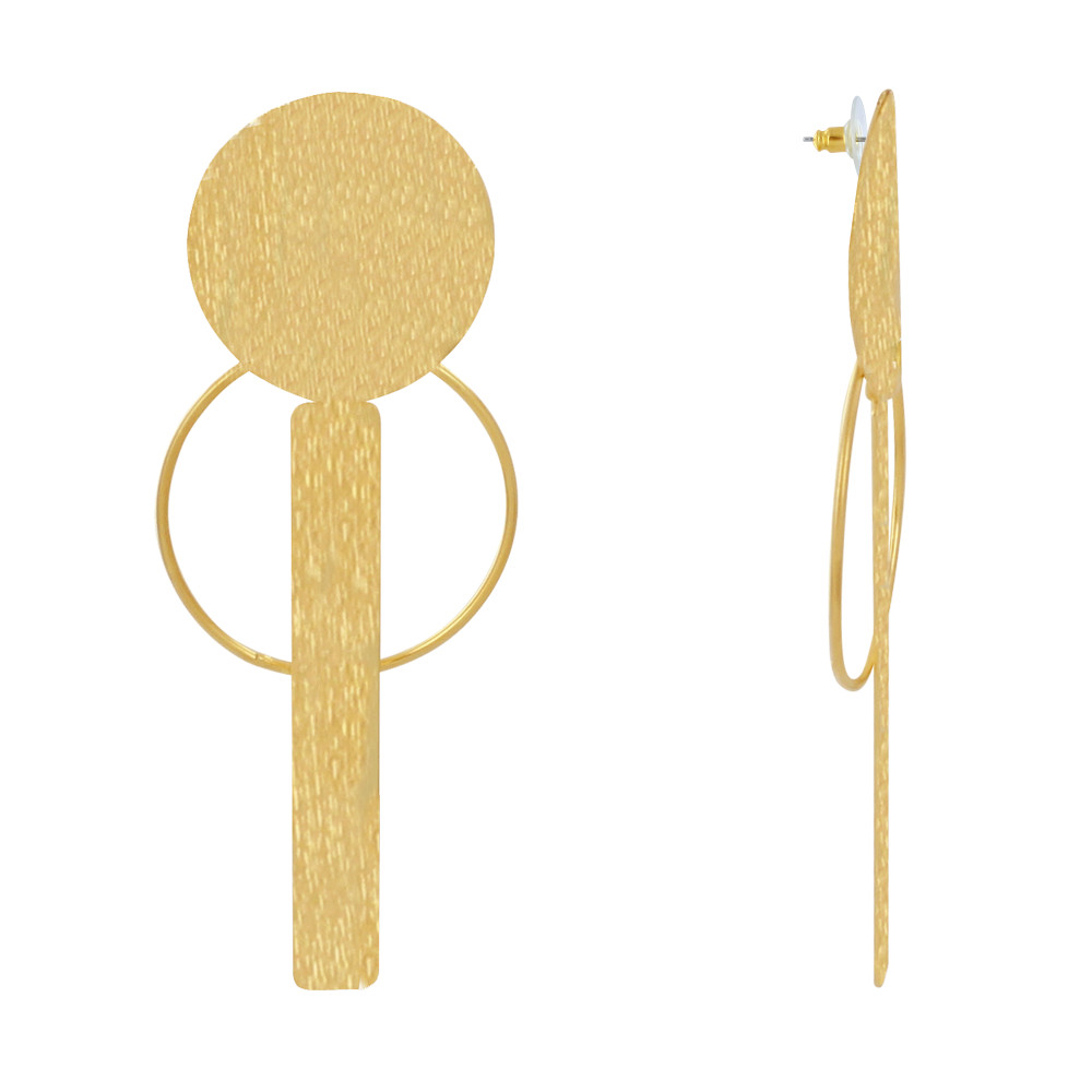 LES POULETTES BIJOUX Boucles d'Oreilles Laiton Doré Pastille Cercle et Rectangle