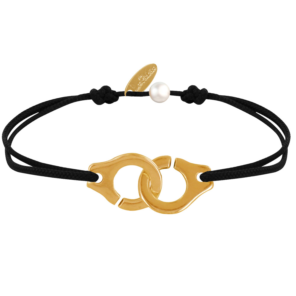 LES POULETTES BIJOUX Bracelet Lien Laiton Doré Grandes Liaisons - Noir