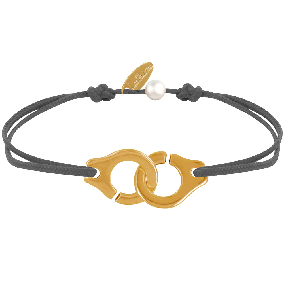 LES POULETTES BIJOUX Bracelet Lien Laiton Doré Grandes Liaisons - Gris
