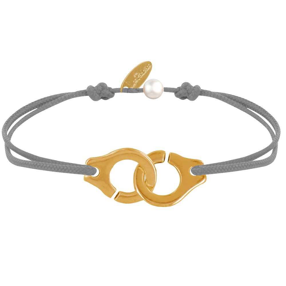 LES POULETTES BIJOUX Bracelet Lien Laiton Doré Grandes Liaisons - Gris clair