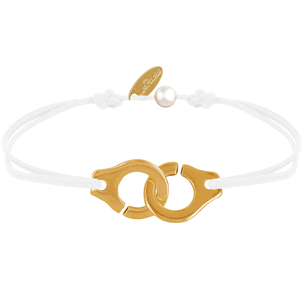 LES POULETTES BIJOUX Bracelet Lien Laiton Doré Grandes Liaisons - Blanc