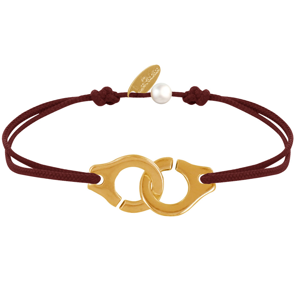 LES POULETTES BIJOUX Bracelet Lien Laiton Doré Grandes Liaisons - Marron foncé
