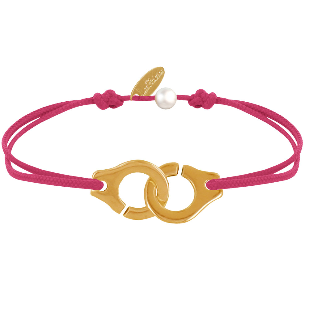 LES POULETTES BIJOUX Bracelet Lien Laiton Doré Grandes Liaisons - Fuchsia