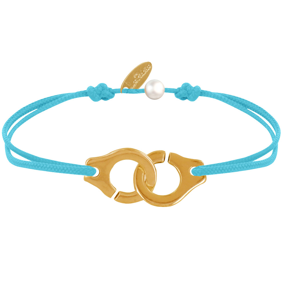 LES POULETTES BIJOUX Bracelet Lien Laiton Doré Grandes Liaisons - Turquoise